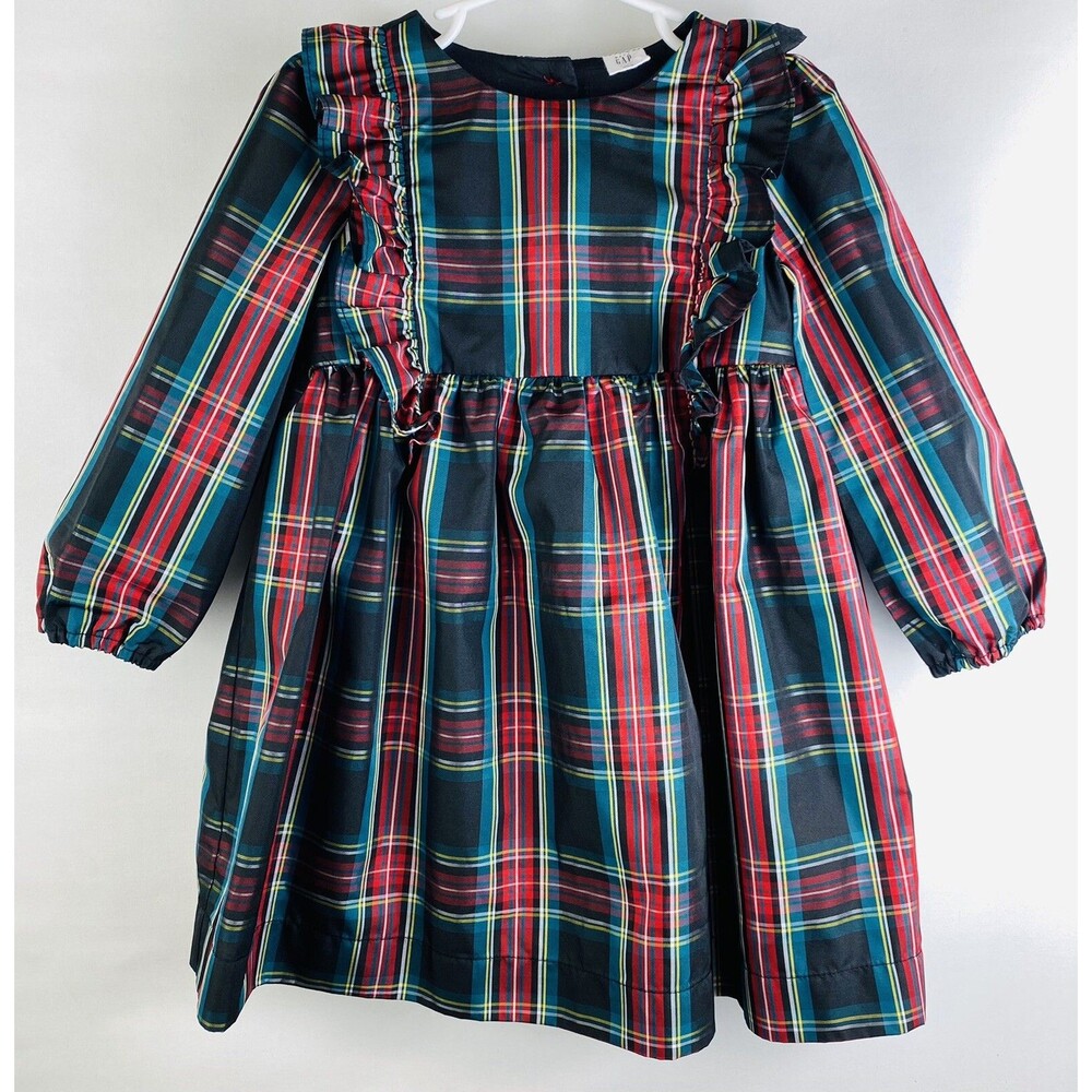 Baby Gap Girls Toddler Plaid Long Sleeve Ruffled Holiday Christmas Dress 4 Years